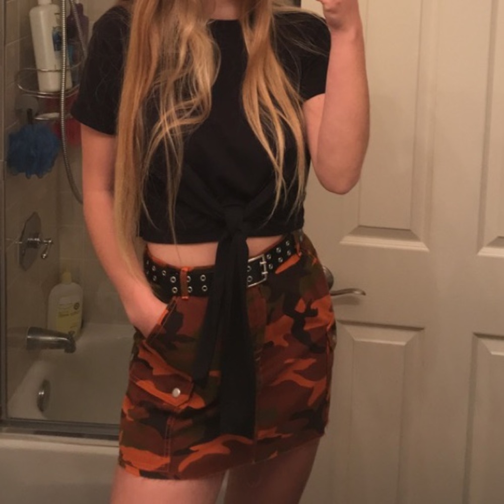 BDG Orange Camo Skirt